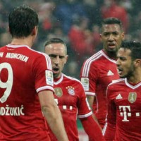 Franck Ribery goes celebrates with the German giants his goal