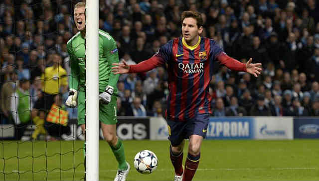 Lionel Messi puts FC Barcelona in front after his goal with a penalty