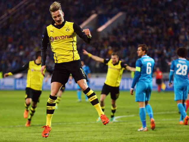 Reus celebrates as Borussia Dortmund have a big advantage in going to the quarter finals
